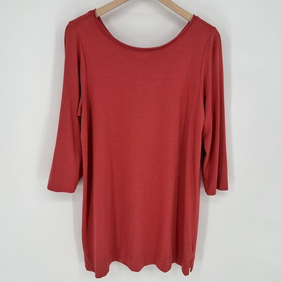 J. Jill Wearever Collection Womens Oversized Tunic Top Size M Coral 3/4 Sleeve - Picture 1 of 12